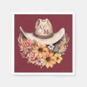 Monogram Boho Bloemen Westerne Bruiloft Servet (Voorkant)