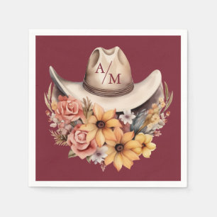 Monogram Boho Bloemen Westerne Bruiloft Servet