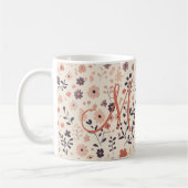 Monogram Boho Blush Pink Beige Coral Wildflower Koffiemok (Links)
