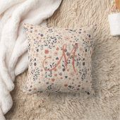 Monogram Boho Blush Pink Beige Coral Wildflower Kussen (Deken)