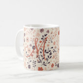 Monogram Boho Blush Roze Beige Koraal Wilde Bloem Koffiemok (Voorkant links)