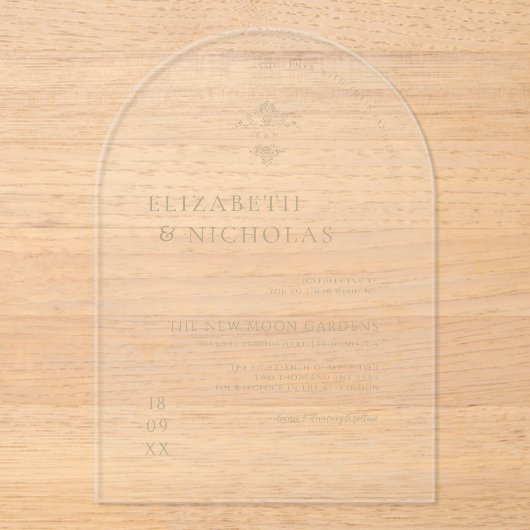  monogram |  Boho bruiloft Acryl Uitnodigingen (Voorkant)