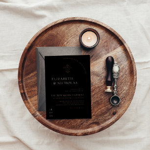 monogram    Boho bruiloft Folie Uitnodiging