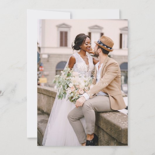  monogram |  Boho bruiloft uitnodiging (Achterkant)