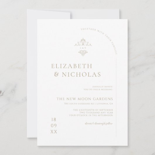  monogram |  Boho bruiloft uitnodiging (Voorkant)