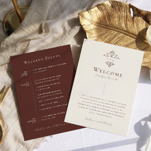  monogram    Boho bruiloft welkom Programmakaart