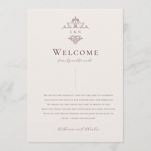  monogram |  Boho bruiloft welkom Programmakaart (Voorkant)