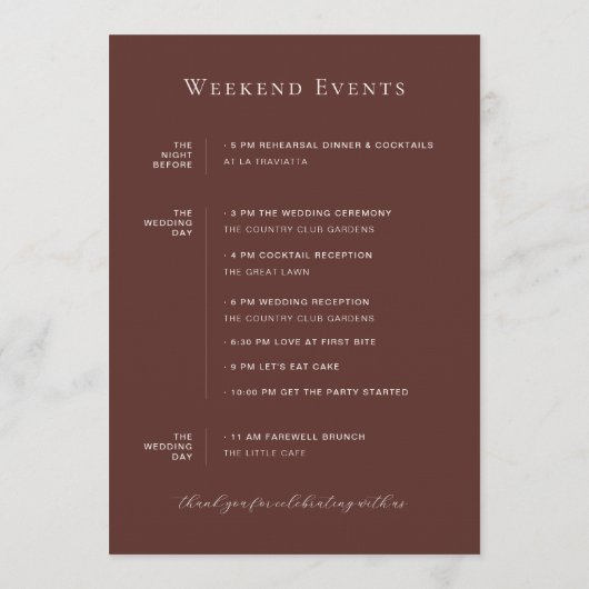 monogram | Boho bruiloft welkom Programmakaart (Achterkant)