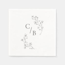 Monogram Boho Cherry Blossom Bloemen Bruiloft Servet