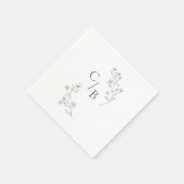 Monogram Boho Cherry Blossom Bloemen Bruiloft Servet (Hoek)