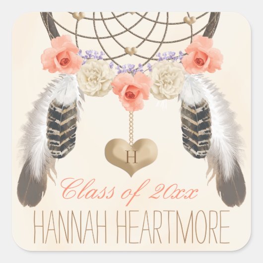 MONOGRAM BOHO DREAM CATCHER AFSTUDEREN KLASSE VAN VIERKANTE STICKER (Voorkant)