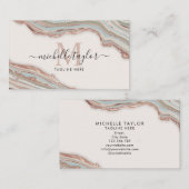 Monogram Boho Earth Tones Agate Blush Pink Visitekaartje (Voorkant / Achterkant)
