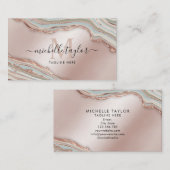 Monogram Boho Earth Tones Agate Roos Gold Visitekaartje (Voorkant / Achterkant)