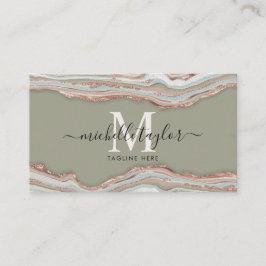 Monogram Boho Earth Tones Agate Sage Green Visitekaartje