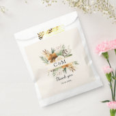 Monogram, boho, elegant bloemenboeket bedankzakje (Gezegeld)