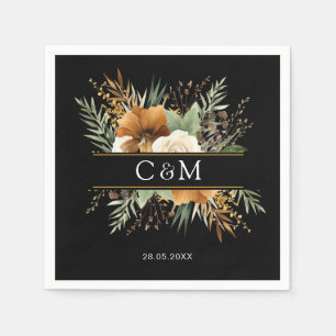Monogram, boho, elegant bloemenboeket servet