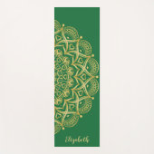 Monogram Boho Elegant Mandala Groen en Goud Yogamat (Voorkant)
