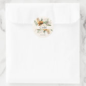 Monogram, boho , elegante bloemenruiker ronde sticker (Tas)