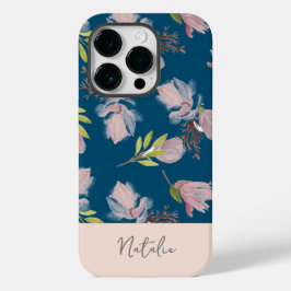 Monogram Boho en prachtige marineblauw en roze Case-Mate iPhone 14 Pro Hoesje