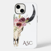 Monogram Boho Floral Skull Case-Mate iPhone Case (Achterkant)