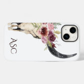 Monogram Boho Floral Skull Case-Mate iPhone Case (Achterkant (horizontaal))