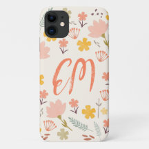 Monogram Boho Flowers iPhone Case