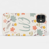 Monogram Boho Flowers iPhone Case (Achterkant (horizontaal))