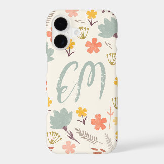 Monogram Boho Flowers iPhone Case