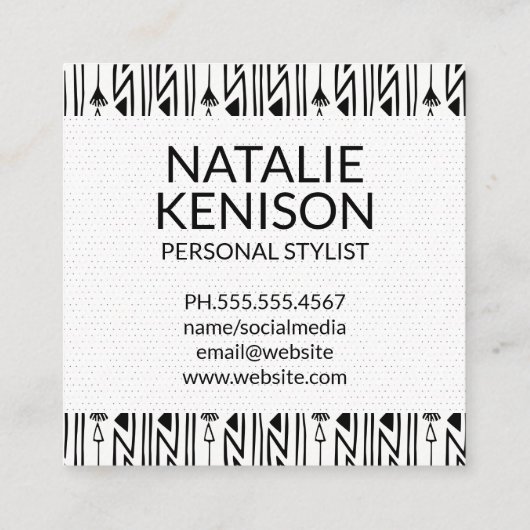 Monogram | Boho-patroon Vierkante Visitekaartje (Achterkant)