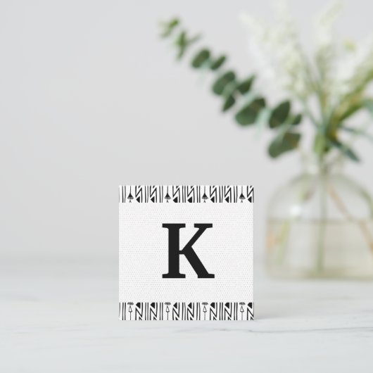Monogram | Boho-patroon Vierkante Visitekaartje (Staand voorkant)