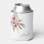 Monogram Boho Pink Pampas Grass Dried Flowers Blikjeskoeler (Blikje Voorkant)