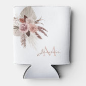 Monogram Boho Pink Pampas Grass Dried Flowers Blikjeskoeler (Voorkant)