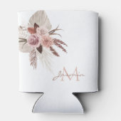 Monogram Boho Pink Pampas Grass Dried Flowers Blikjeskoeler (Achterkant)