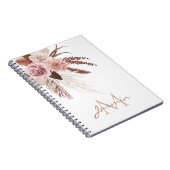 Monogram Boho Pink Pampas Grass Dried Flowers Notitieboek (Rechterzijde)