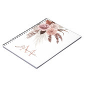 Monogram Boho Pink Pampas Grass Dried Flowers Notitieboek (Linkerzijde)