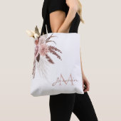 Monogram Boho Pink Pampas Grass Dried Flowers Tote Bag (Dichtbij)