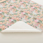 Monogram Boho Pink Peach White Floral Sherpa Deken (3/4)