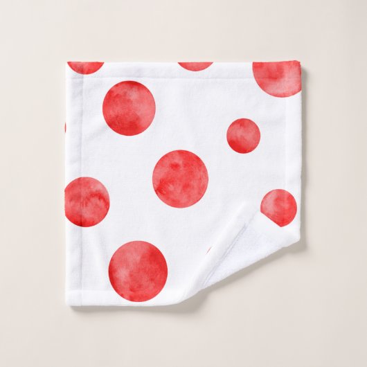 Monogram Boho polka stippen l Rood en wit l Initia Bad Handdoek (Wasdoekje)