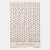 Monogram Boho Rainbow Abstract Beige Cream Roze Theedoek (Verticaal)