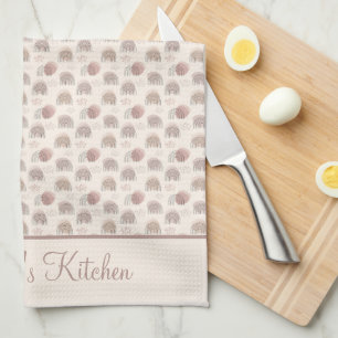 Monogram Boho Regenboog Abstract Beige Crème Roze Theedoek