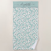 Monogram Boho Sage Green White Grey Floral Strandlaken (Voorkant)