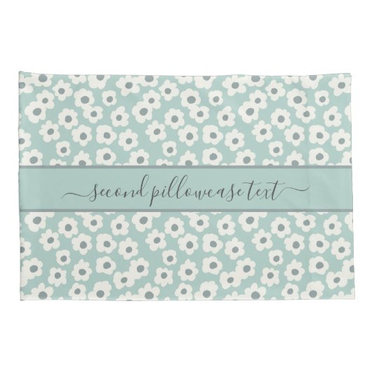 Monogram Boho Sage Groen Wit Grijs Bloemendesign  Kussensloop (Achterkant-Rechts)