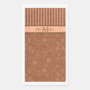 Monogram Boho Sinaasappel & Bruin Geometrische Str Servet