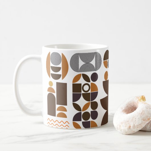 Monogram boho stijl kleurrijk geometrisch patroon koffiemok (Met donut)