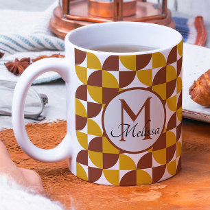 Monogram boho stijl kleurrijk geometrisch patroon koffiemok