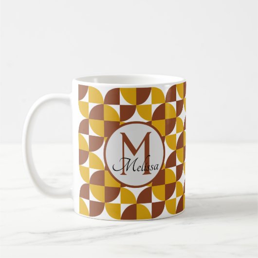 Monogram boho stijl kleurrijk geometrisch patroon koffiemok (Links)