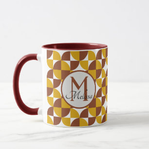 Monogram boho stijl kleurrijk geometrisch patroon mok
