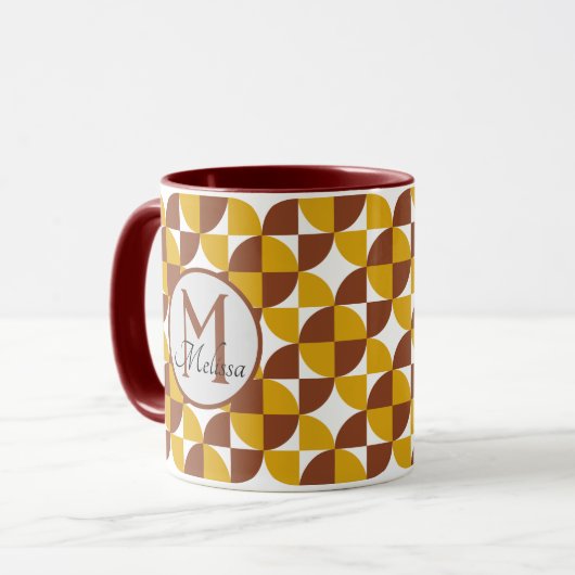 Monogram boho stijl kleurrijk geometrisch patroon mok (Voorkant links)