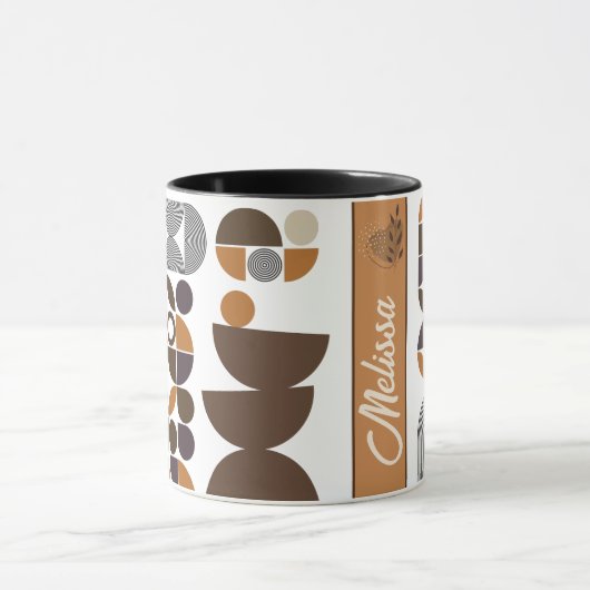 Monogram boho stijl kleurrijk geometrisch patroon mok (Midden)