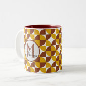 Monogram boho stijl kleurrijk geometrisch patroon tweekleurige koffiemok (Voorkant links)